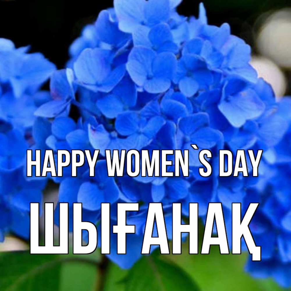 Greetings card с именем, ШЫҒАНАҚ happy women`s day синие цветы Greetings with text for free download 